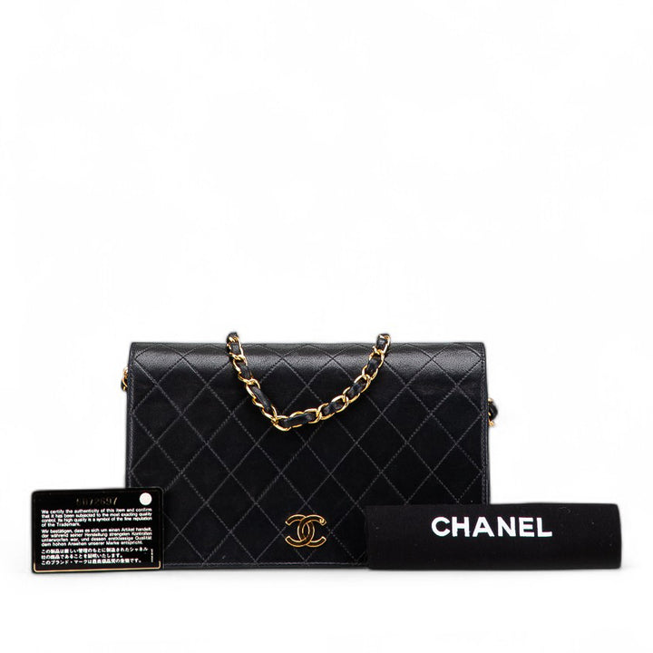 CC Quilted Lambskin Full Single Flap Black - Gaby Paris