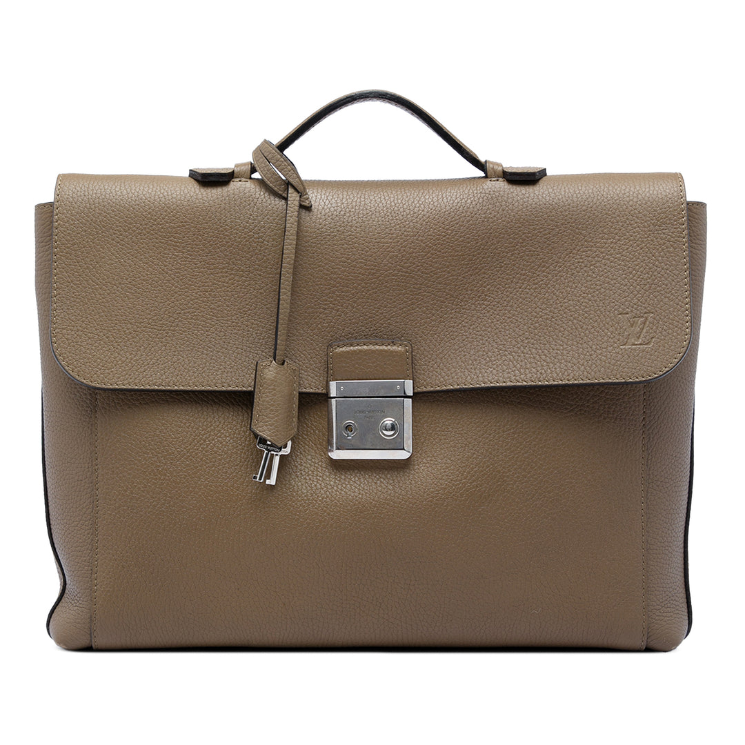 Louis Vuitton Serviette Dorian Porte-documents taurillon Marron – vue principale – GABY PARIS