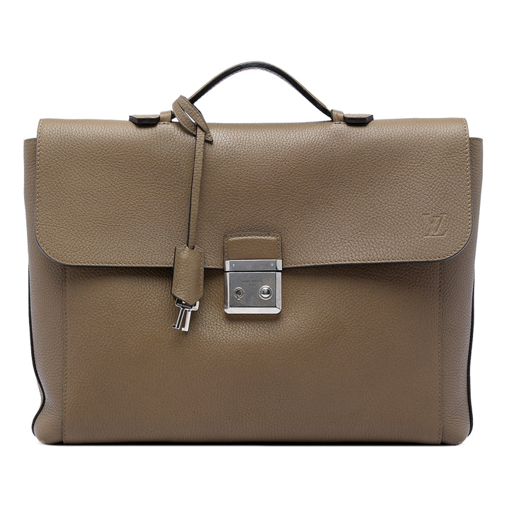 Louis Vuitton Serviette Dorian Porte-documents taurillon Marron – vue principale – GABY PARIS