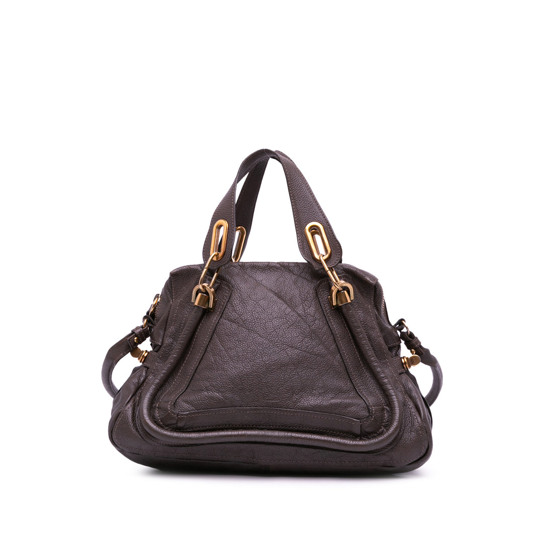 Small Pebbled Leather Paraty Satchel Brown - Gaby Paris