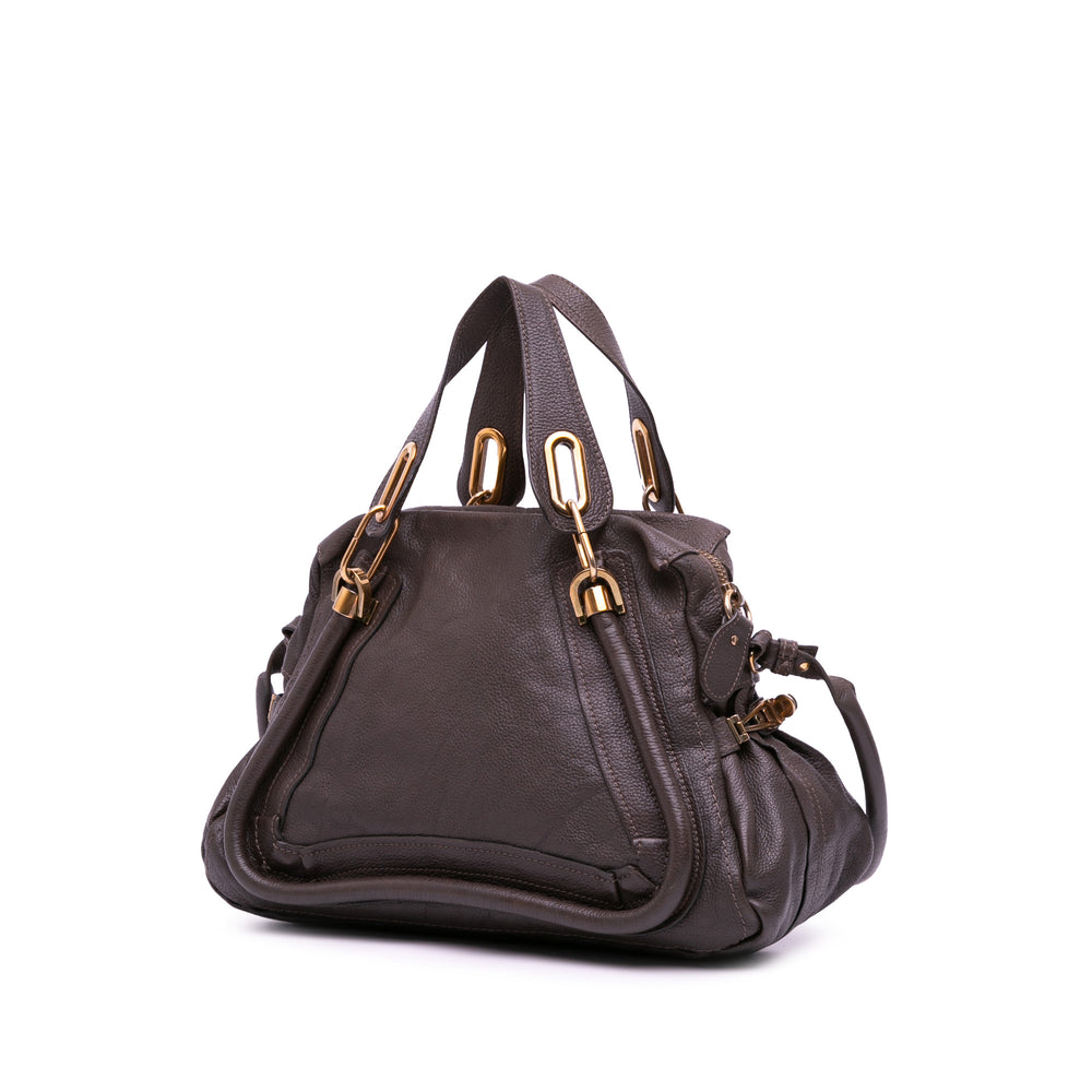 Small Pebbled Leather Paraty Satchel Brown - Gaby Paris