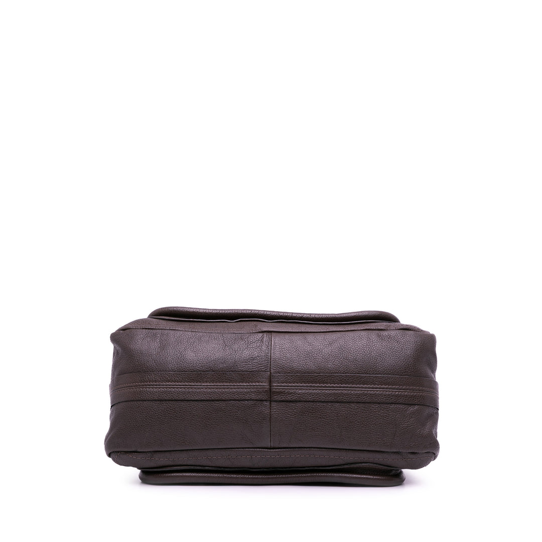 Small Pebbled Leather Paraty Satchel Brown - Gaby Paris