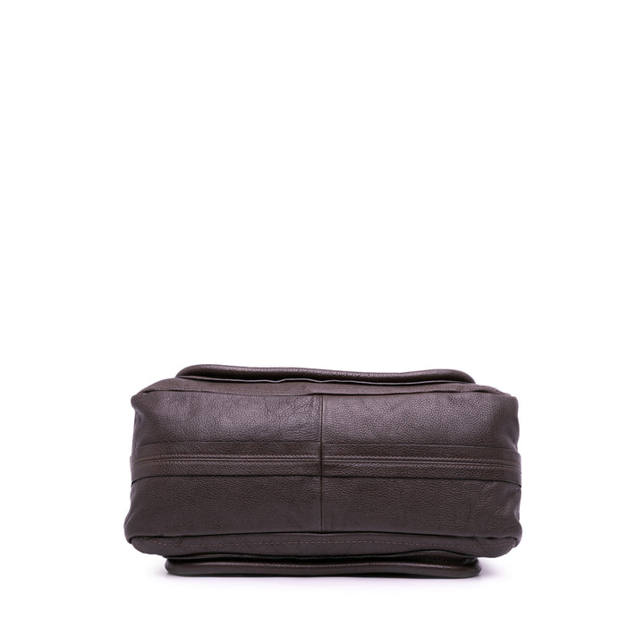 Small Pebbled Leather Paraty Satchel Brown - Gaby Paris
