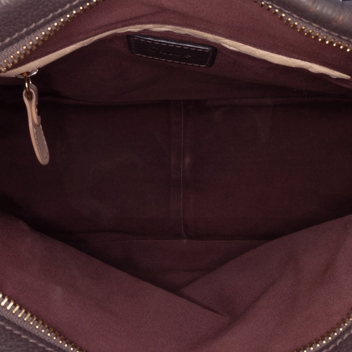 Small Pebbled Leather Paraty Satchel Brown - Gaby Paris