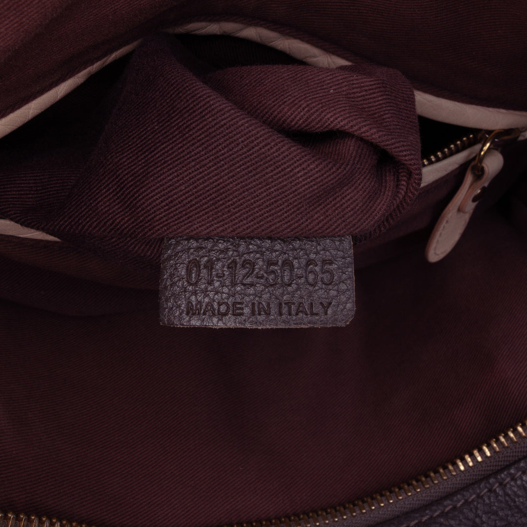 Small Pebbled Leather Paraty Satchel Brown - Gaby Paris