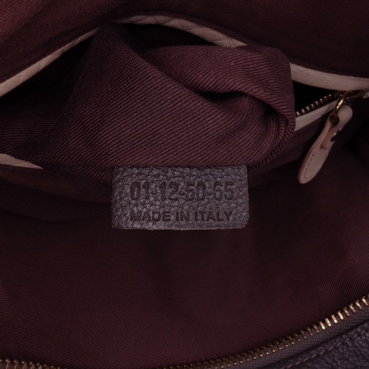 Small Pebbled Leather Paraty Satchel Brown - Gaby Paris