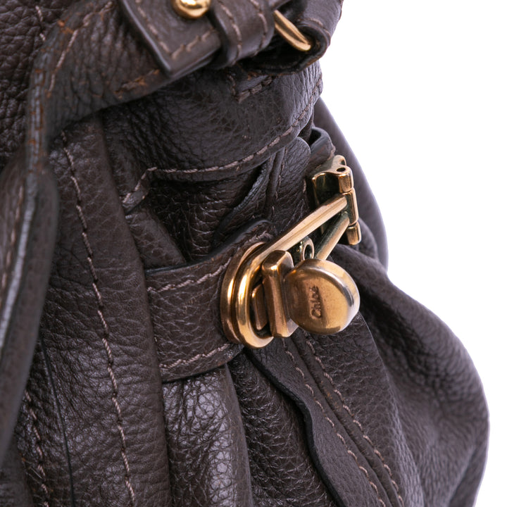 Small Pebbled Leather Paraty Satchel Brown - Gaby Paris