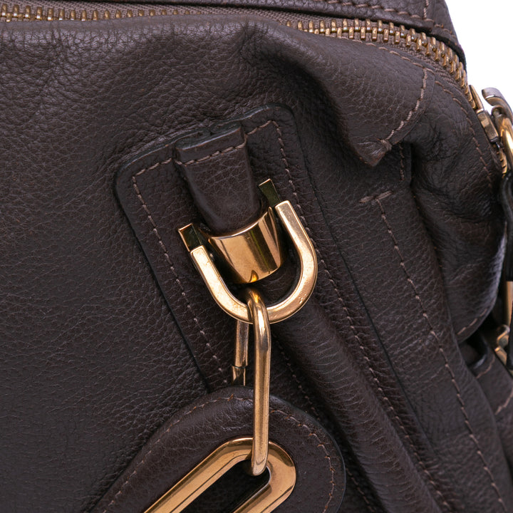 Small Pebbled Leather Paraty Satchel Brown - Gaby Paris