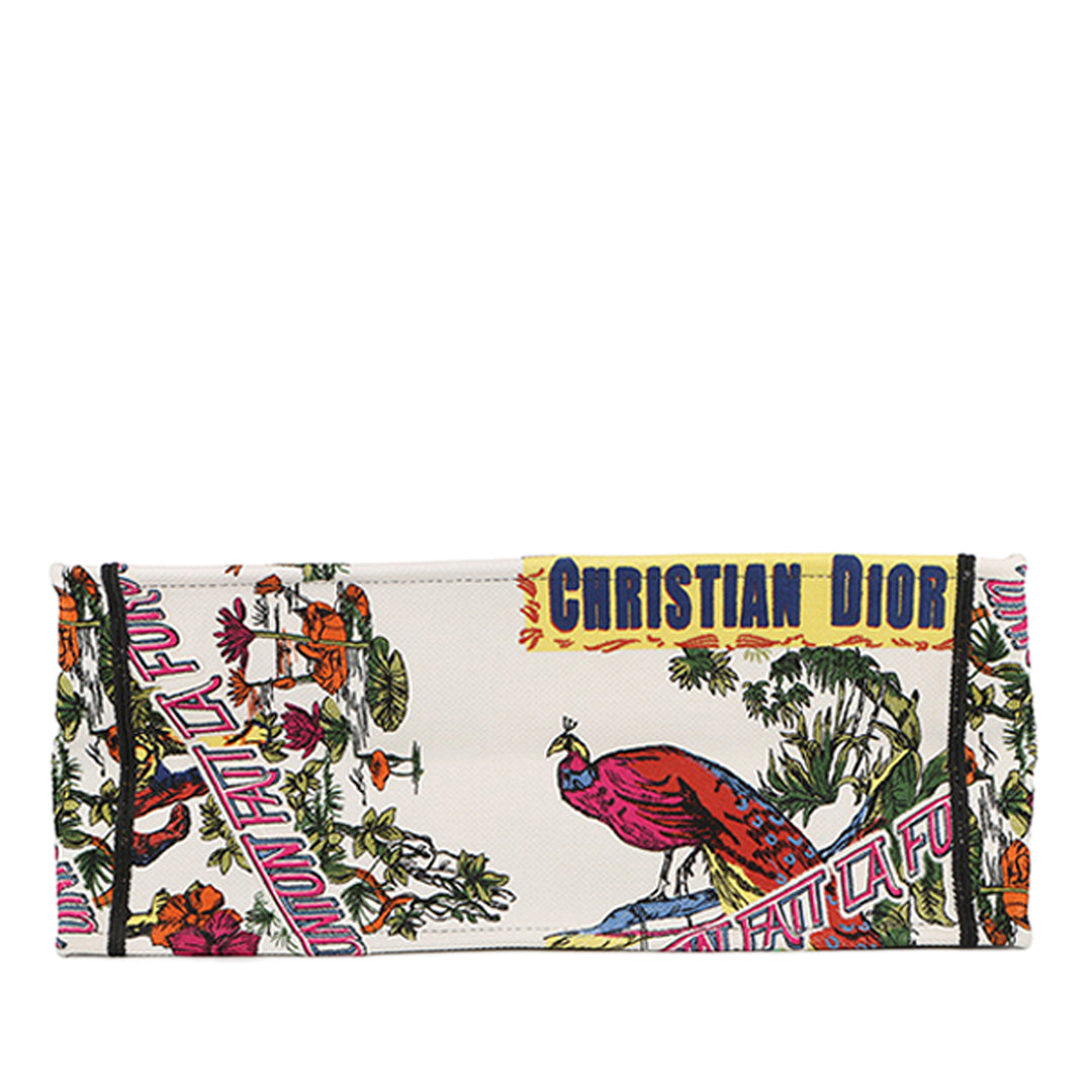 Dior Large brodé Toile Indian Animals Book Cabas Multi