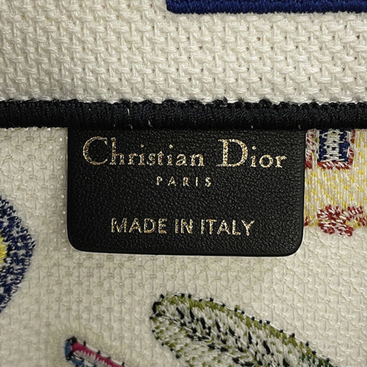 Dior Large brodé Toile Indian Animals Book Cabas Multi