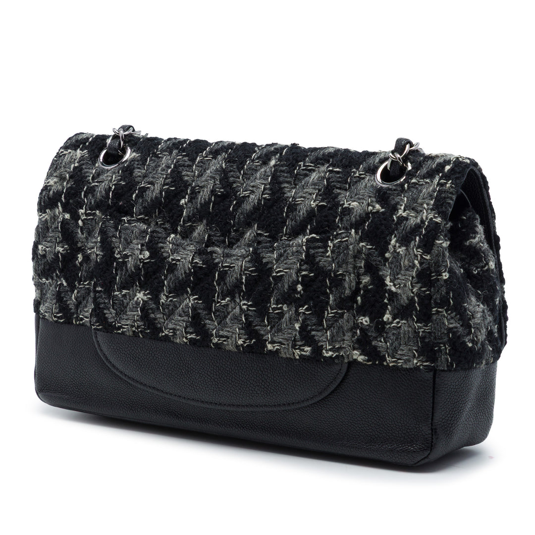 Chanel Medium Classic Tweed et Caviar Double rabat