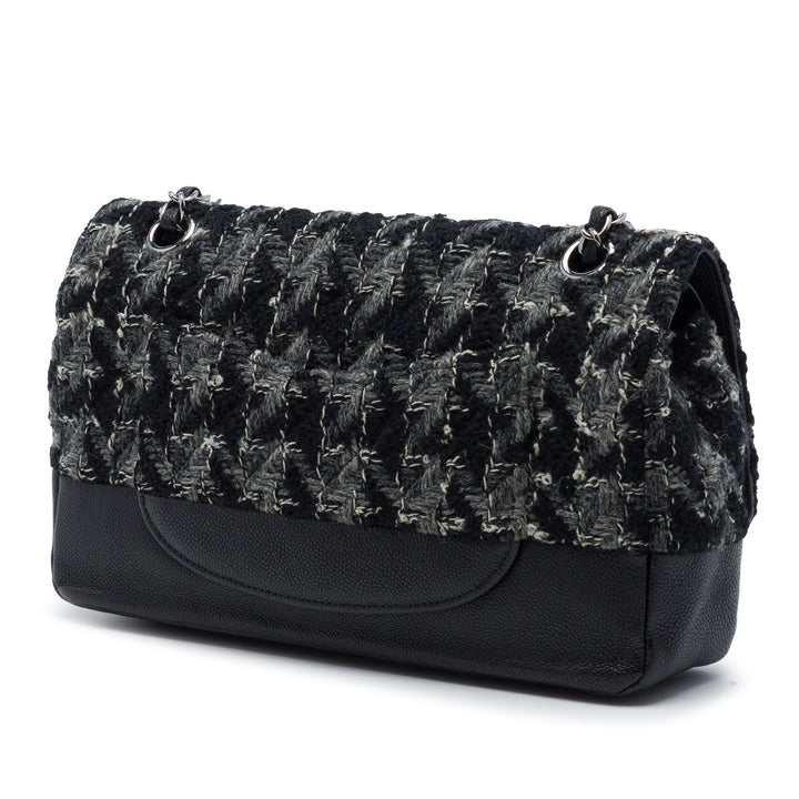 Chanel Medium Classic Tweed et Caviar Double rabat