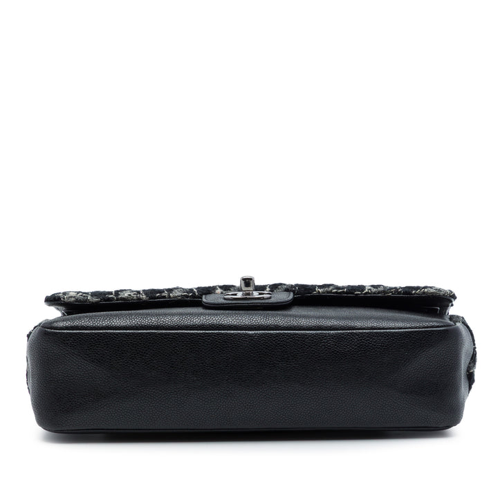 Chanel Medium Classic Tweed et Caviar Double rabat