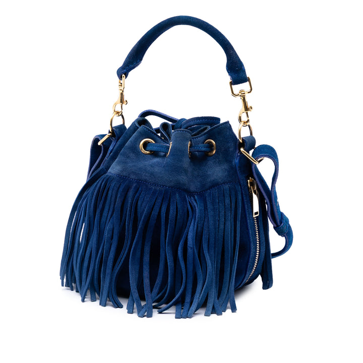 Saint Laurent Small Daim Emmanuelle Fringe Bucket Sac