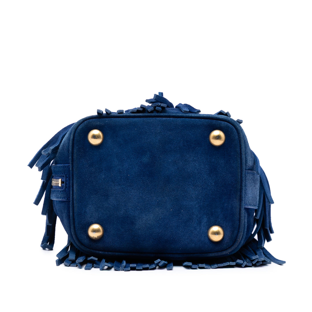 Saint Laurent Small Daim Emmanuelle Fringe Bucket Sac