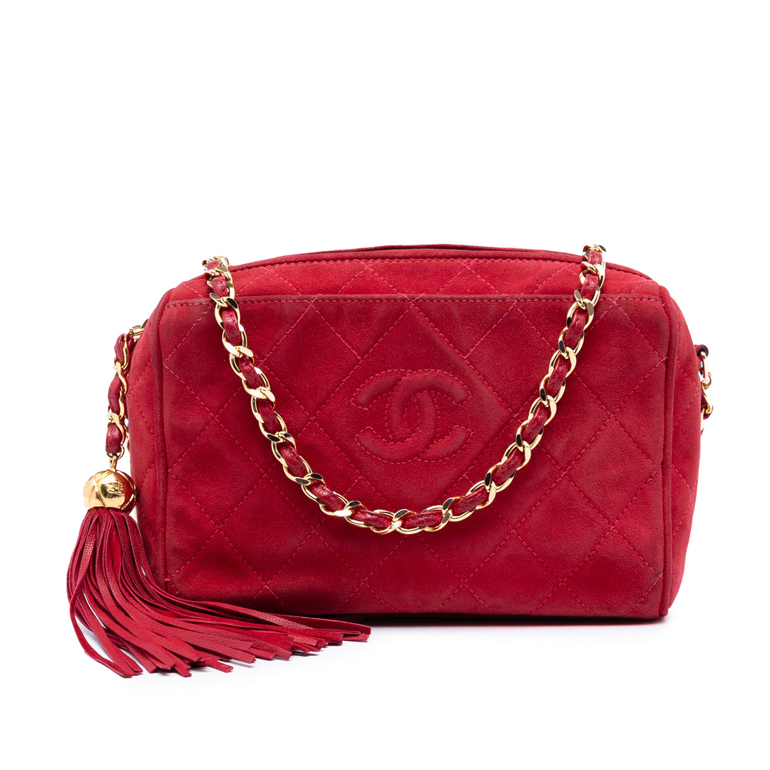 Chanel CC Matelassé Daim Pompon Diamond Sac caméra