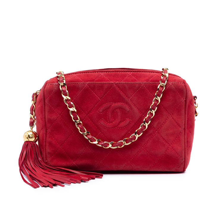 Chanel CC Matelassé Daim Pompon Diamond Sac caméra