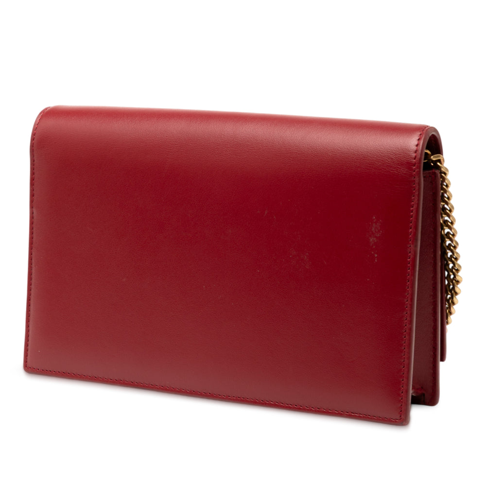 Saint Laurent Cuir de veau Heart Studded Classic Monogram Kate Tassel Wallet on Chain Rouge – GABY PARIS Authentique