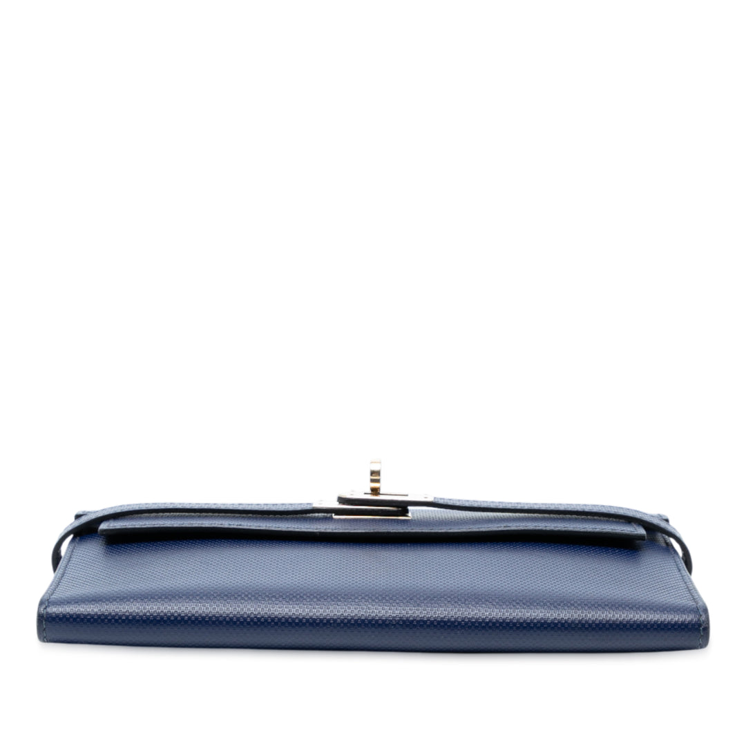 Hermès Grain d’H Cuir Kelly Longue Wallet Bleu