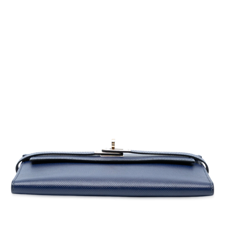 Hermès Grain d’H Cuir Kelly Longue Wallet Bleu