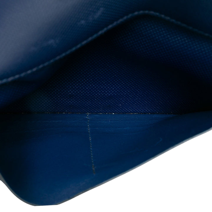 Hermès Grain d’H Cuir Kelly Longue Wallet Bleu