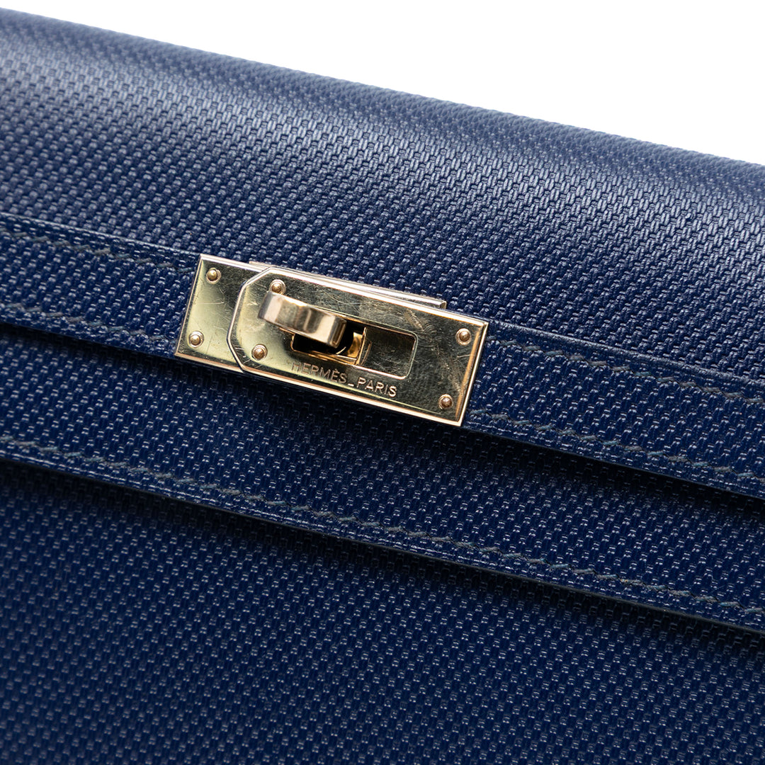 Hermès Grain d’H Cuir Kelly Longue Wallet Bleu