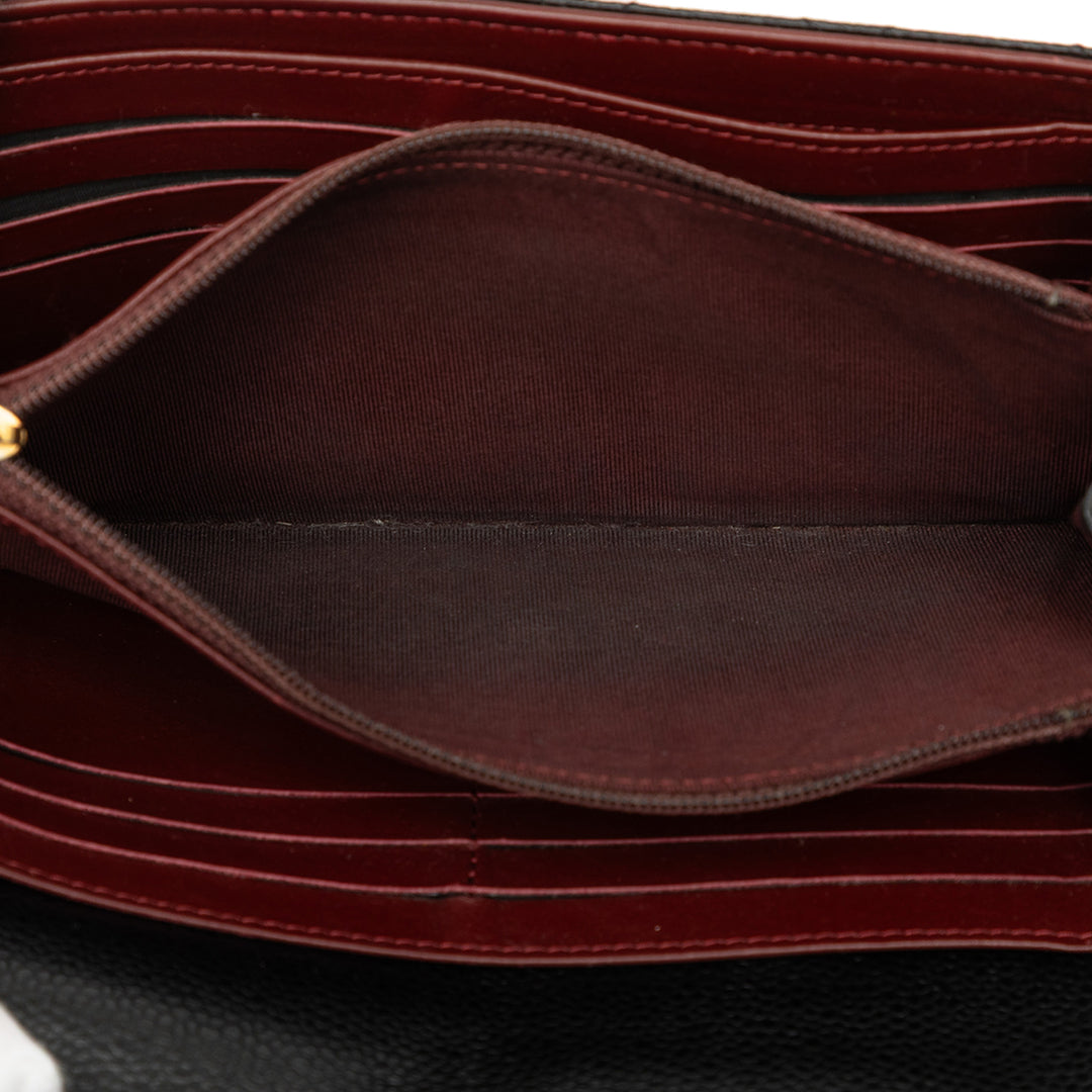 Chanel CC Matelassé à rabat Portefeuille long Cuir caviar Noir
