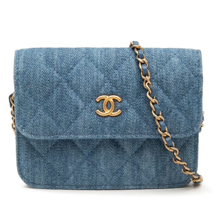 Chanel Mini Matelassé Jean Perle Crush Pochette avec chaîne