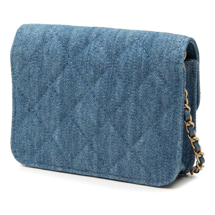 Chanel Mini Matelassé Jean Perle Crush Pochette avec chaîne