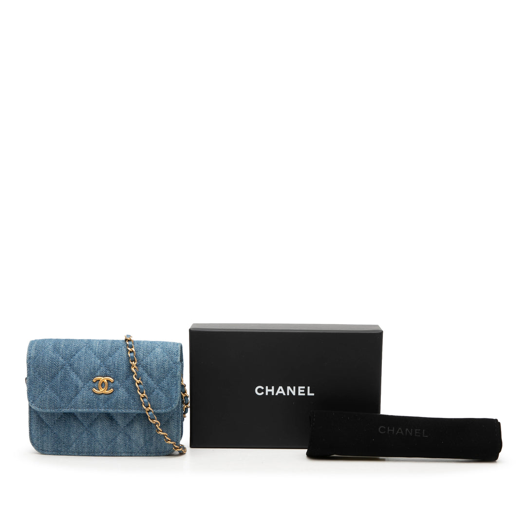 Chanel Mini Matelassé Jean Perle Crush Pochette avec chaîne