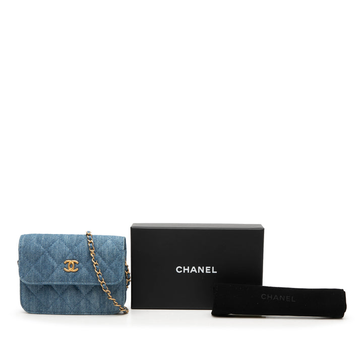 Chanel Mini Matelassé Jean Perle Crush Pochette avec chaîne