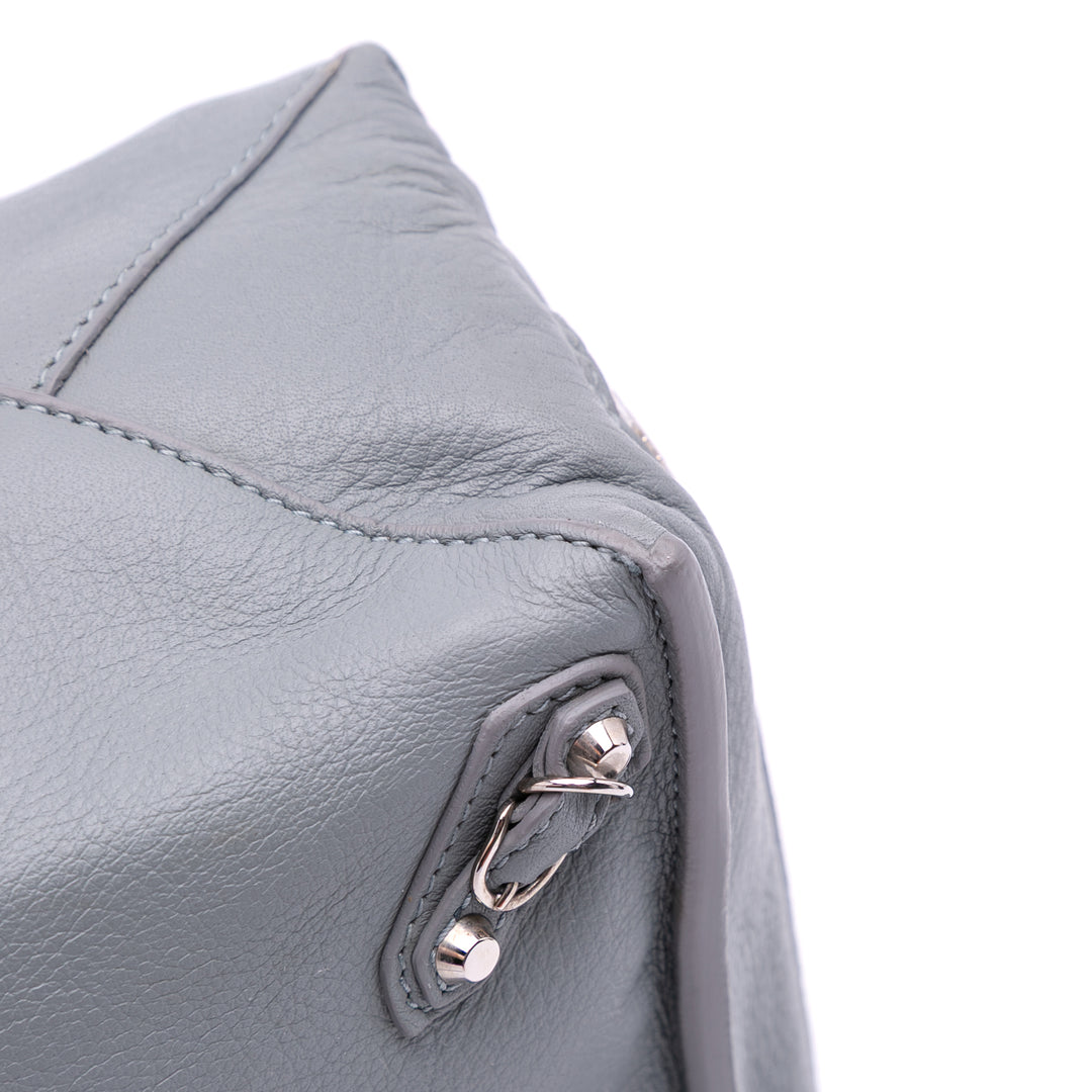 Mini Leather Papier A4 Zip Around Satchel Gray - Gaby Paris