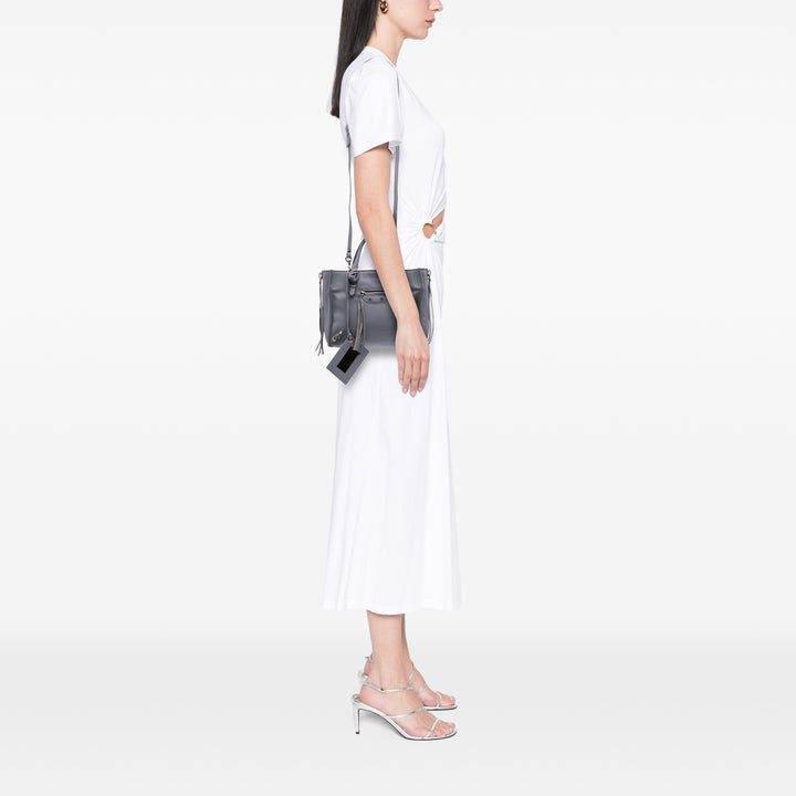 Mini Leather Papier A4 Zip Around Satchel Gray - Gaby Paris