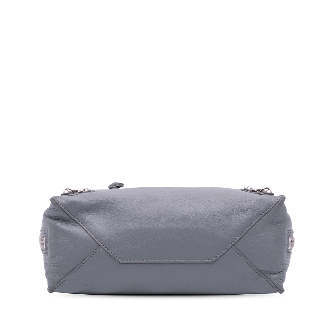 Mini Leather Papier A4 Zip Around Satchel Gray - Gaby Paris