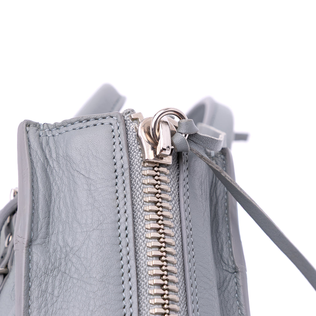 Mini Leather Papier A4 Zip Around Satchel Gray - Gaby Paris