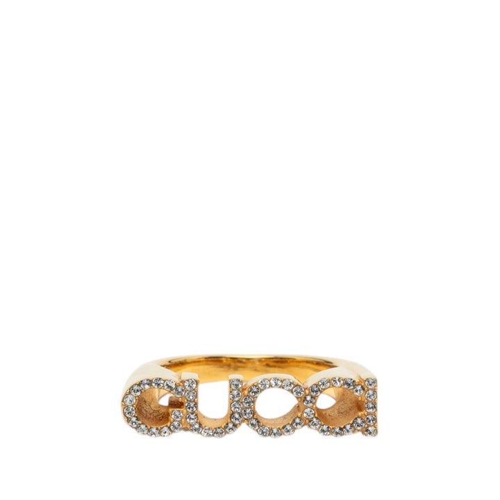 plaqué Strass Logo Letter Bague S Doré