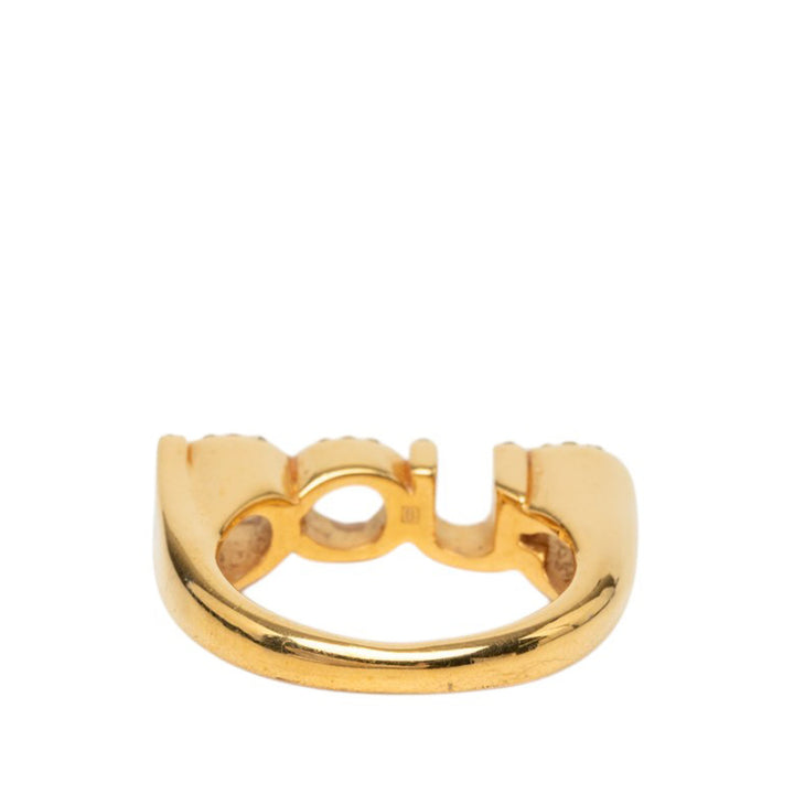 plaqué Strass Logo Letter Bague S Doré