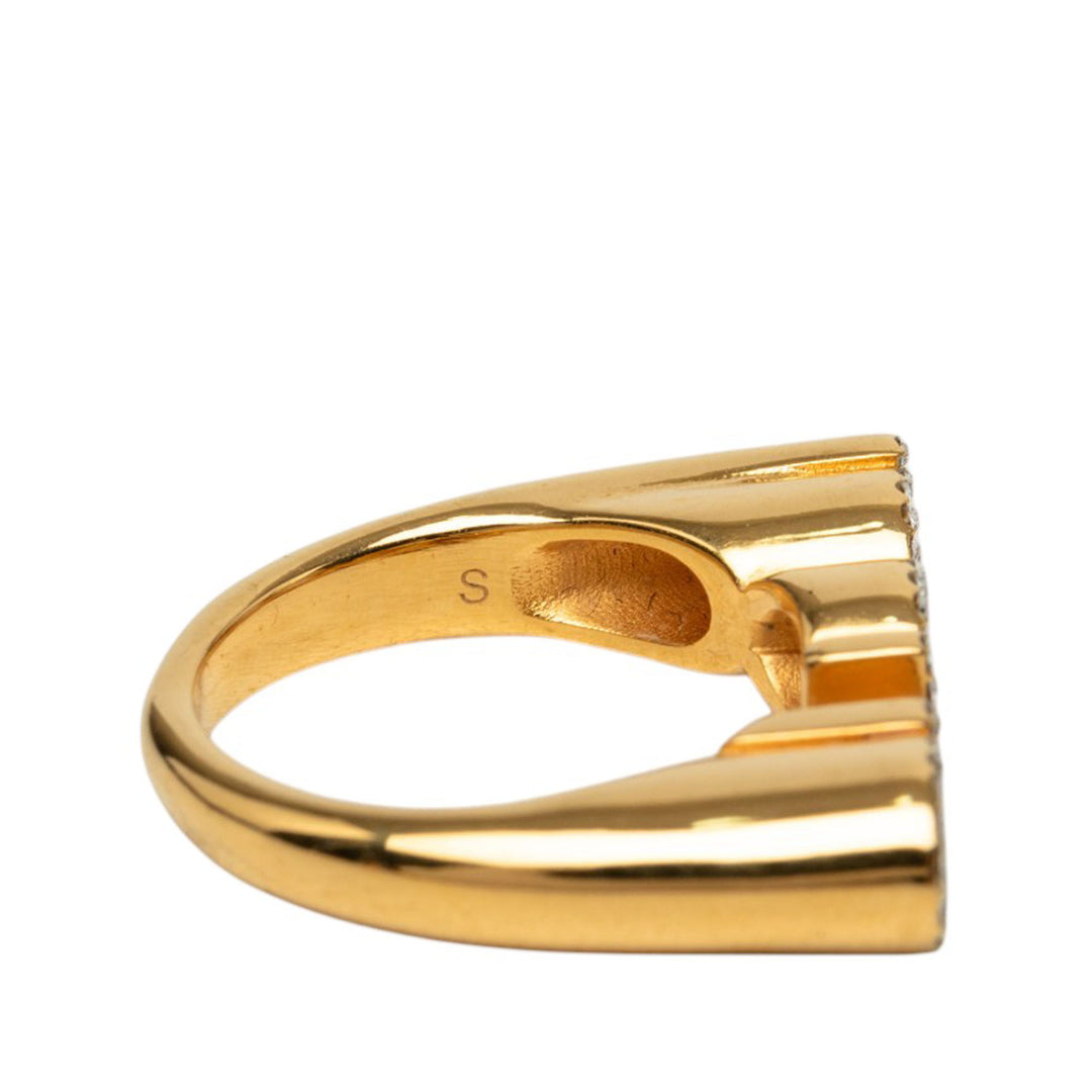 plaqué Strass Logo Letter Bague S Doré