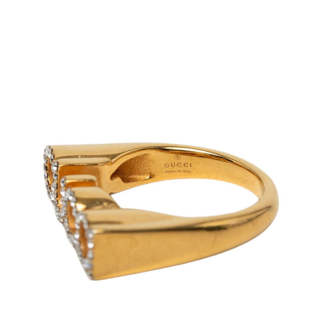 plaqué Strass Logo Letter Bague S Doré