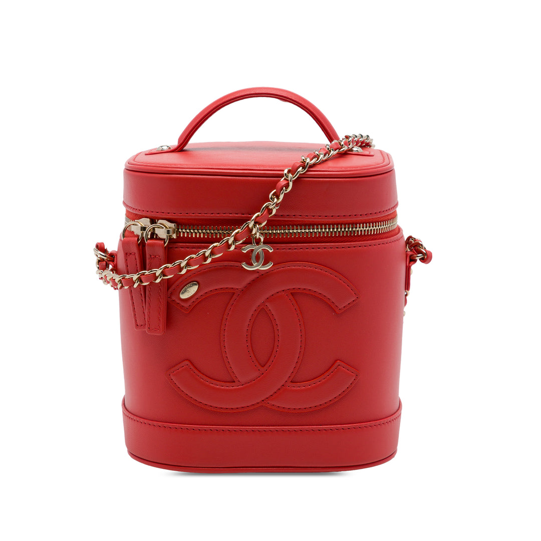 Chanel CC Vanity Cuir d'agneau Rouge