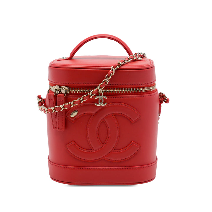 Chanel CC Vanity Cuir d'agneau Rouge
