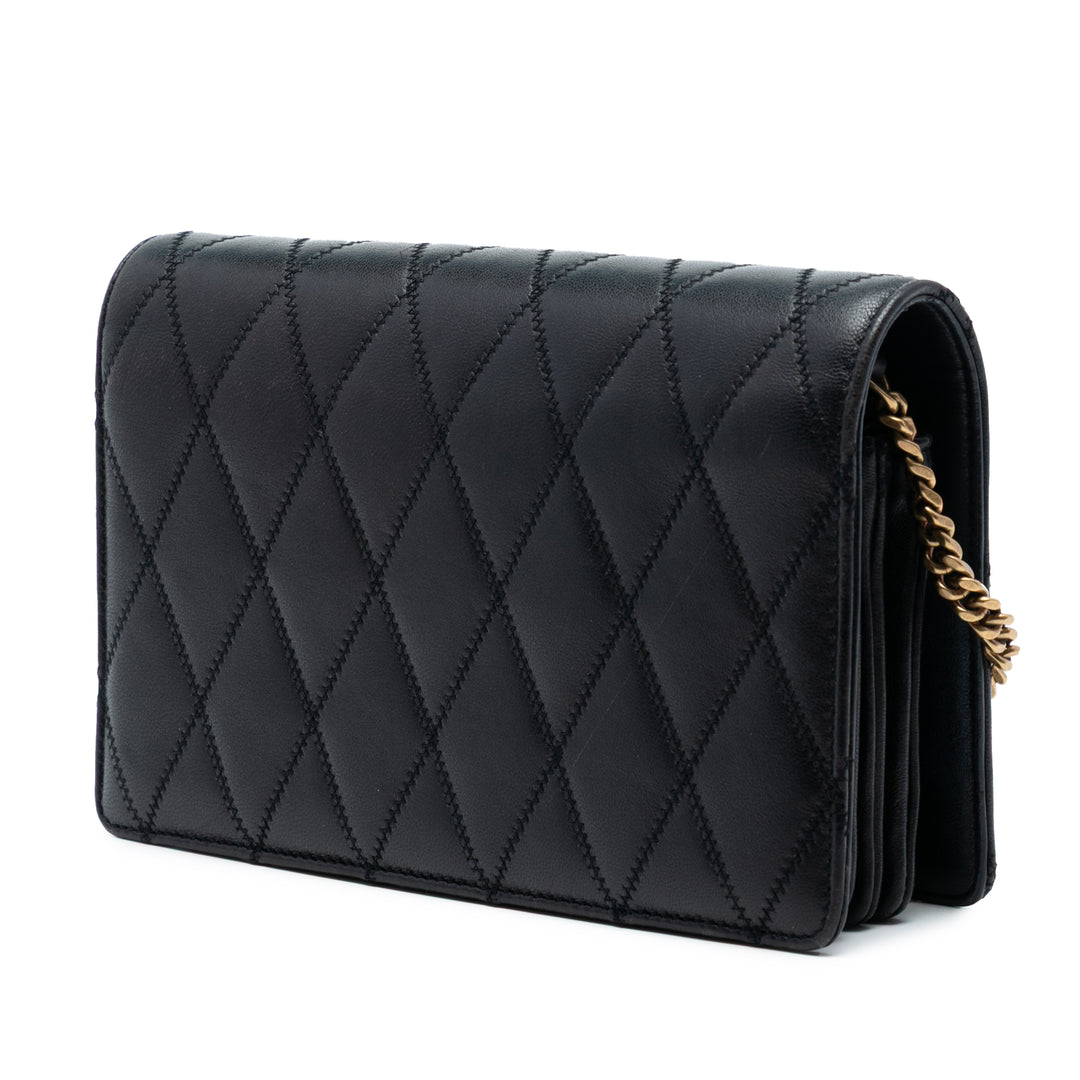 Saint Laurent Diamond Matelassé Cuir d’agneau Angie Sac à chaîne