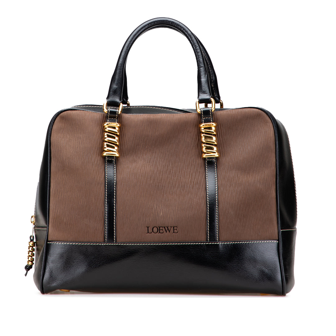 Leather Velazquez Twist Duffle Bag Brown - Gaby Paris