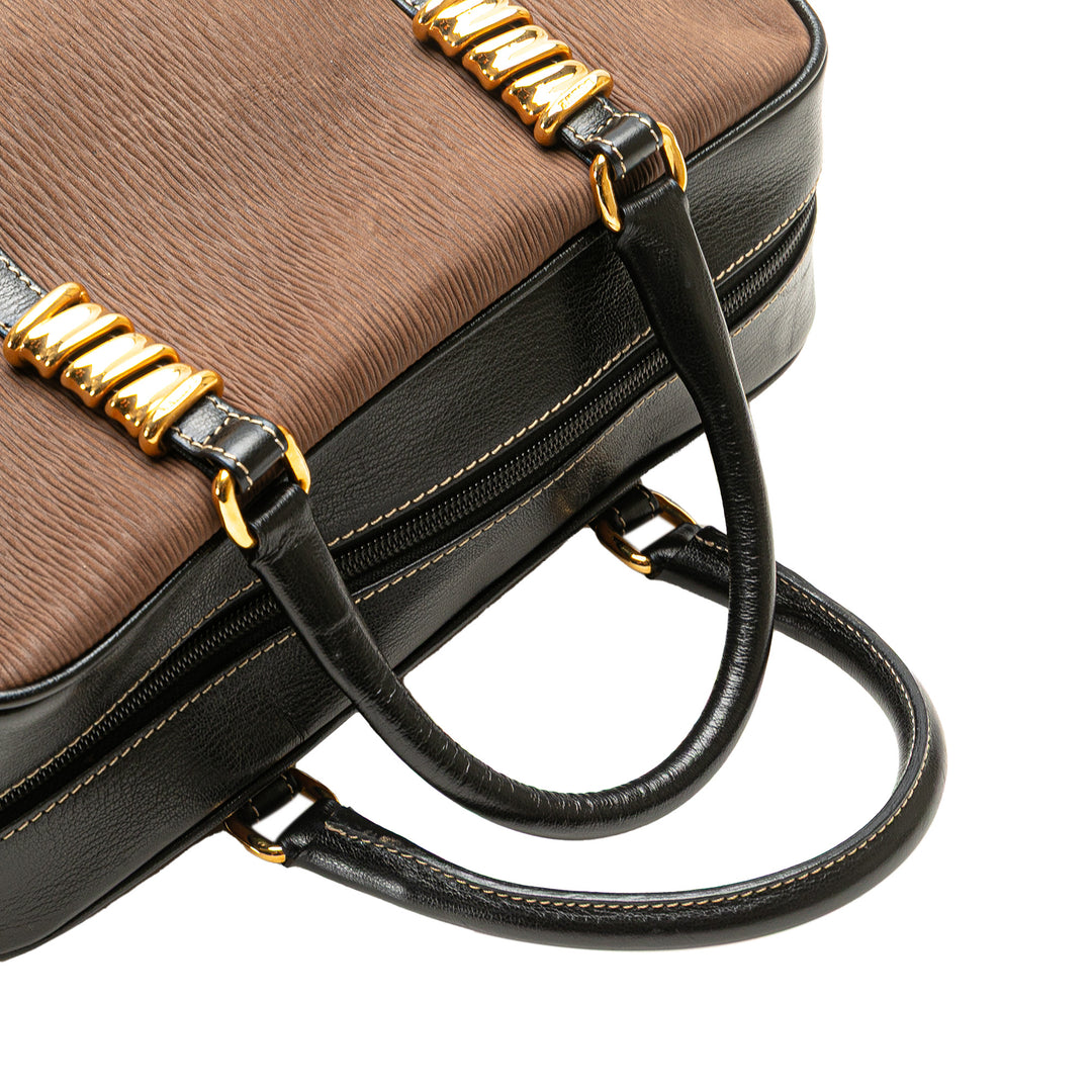 Leather Velazquez Twist Duffle Bag Brown - Gaby Paris
