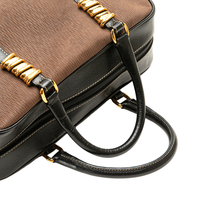 Leather Velazquez Twist Duffle Bag Brown - Gaby Paris