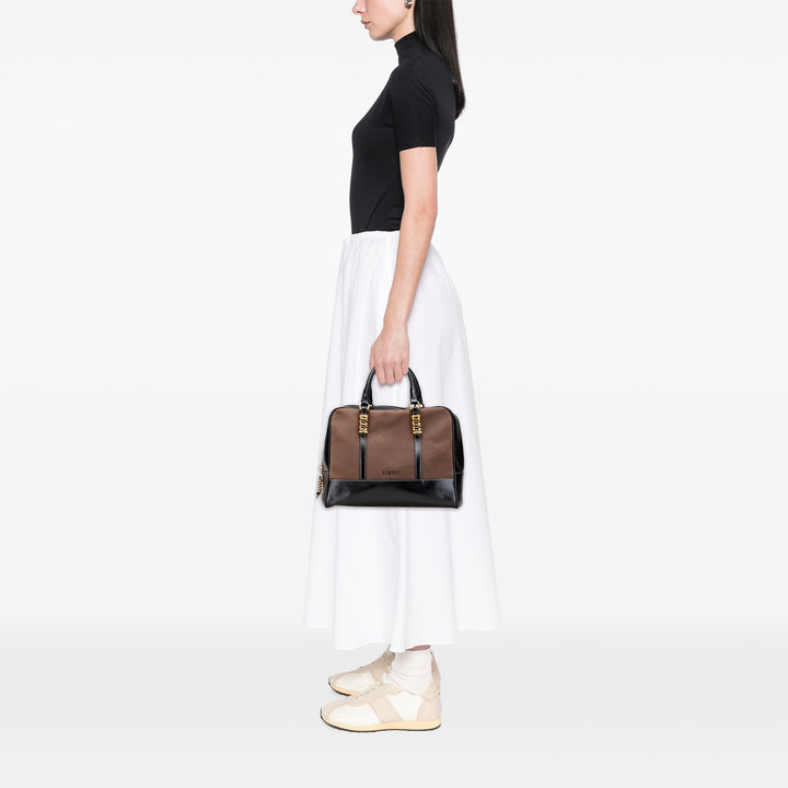 Leather Velazquez Twist Duffle Bag Brown - Gaby Paris