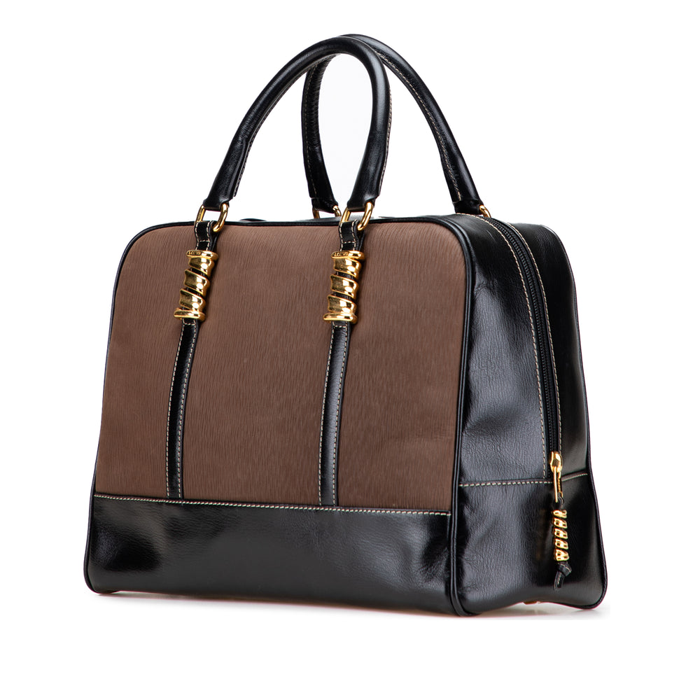 Leather Velazquez Twist Duffle Bag Brown - Gaby Paris
