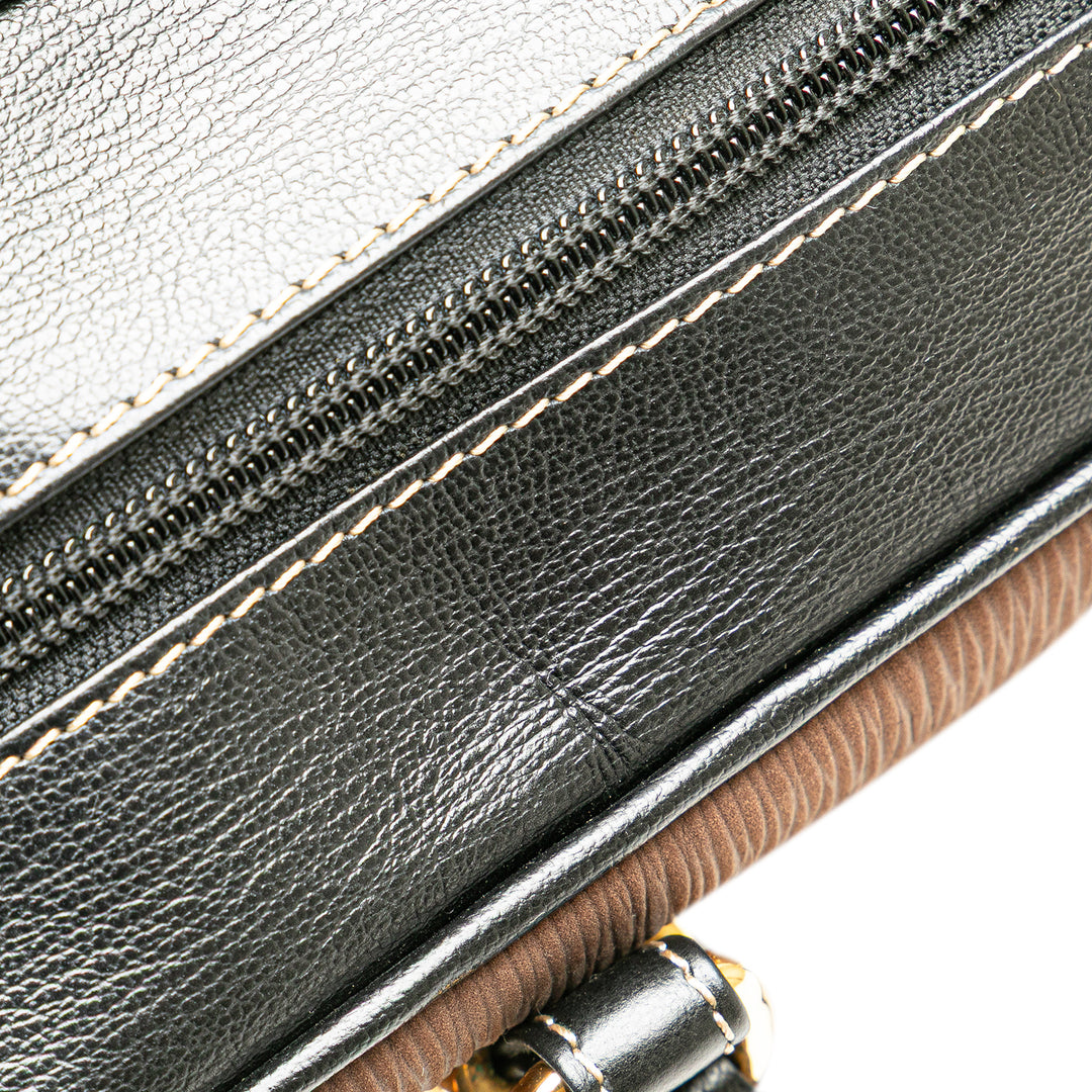 Leather Velazquez Twist Duffle Bag Brown - Gaby Paris