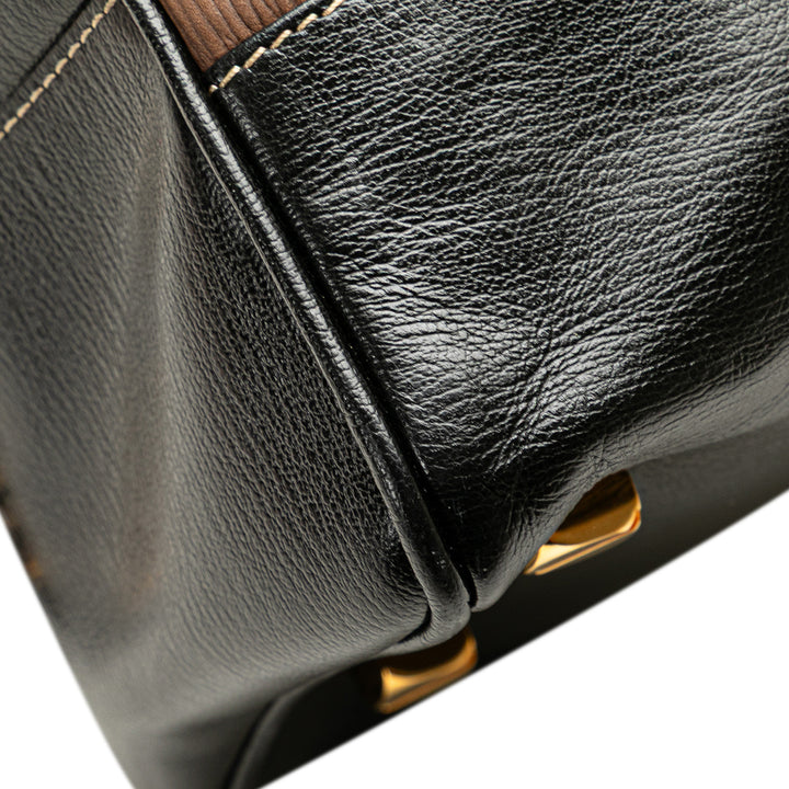 Leather Velazquez Twist Duffle Bag Brown - Gaby Paris