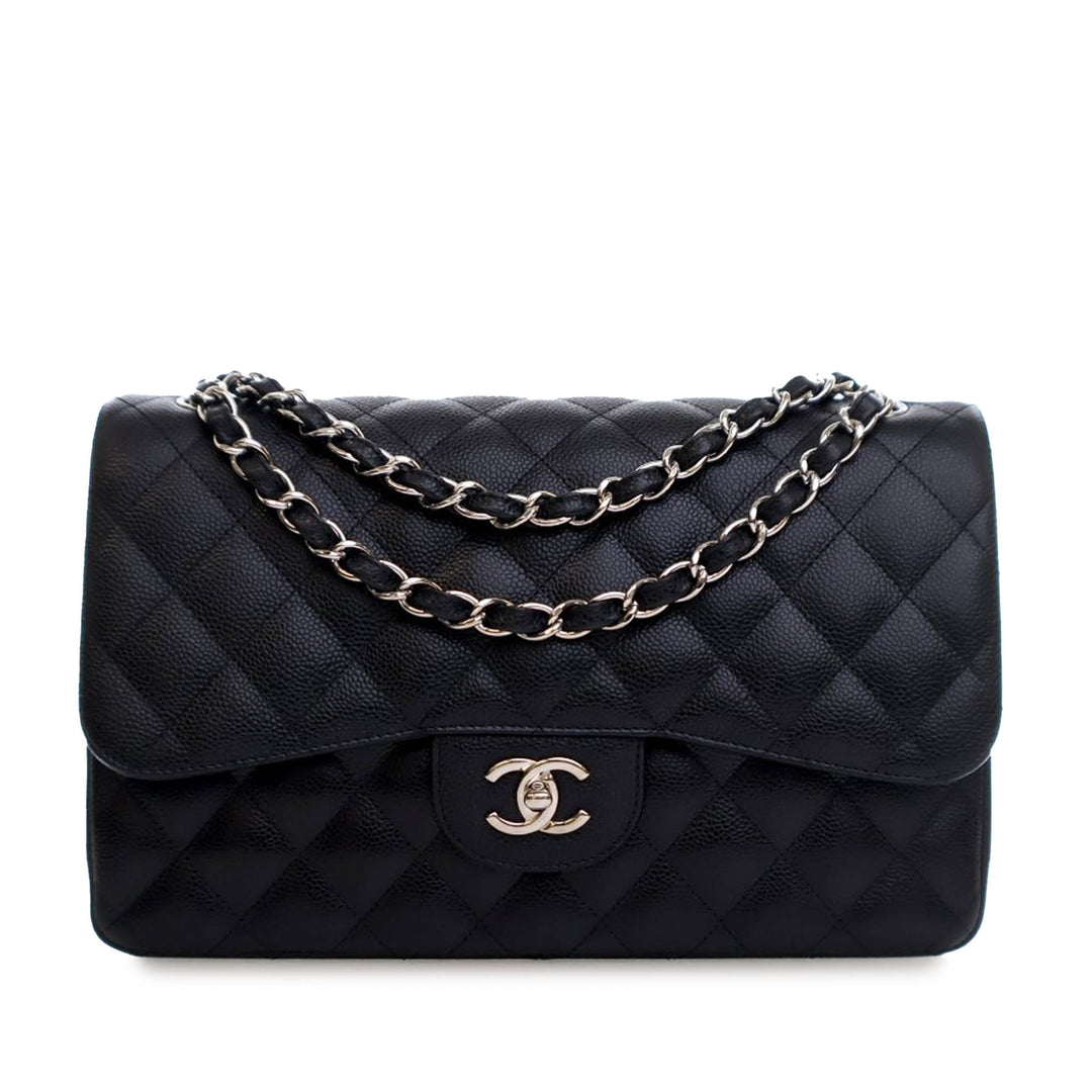 Chanel Jumbo Classic Caviar Double Flap Black - GABY PARIS